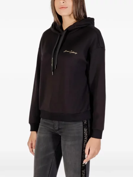 Kapucnis melegítő felső Armani Exchange autogrammal fekete
