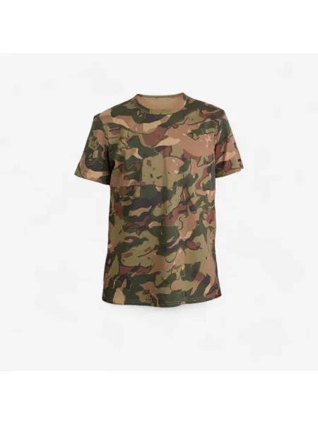 Koszulka dla dzieci Solognac camo woodland brązowa