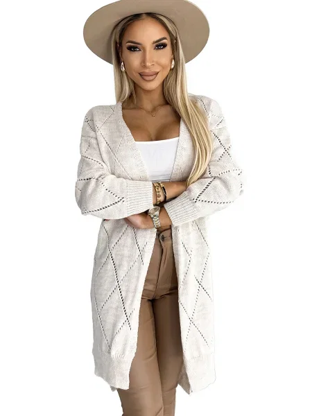 Ažurový kardigán Numoco biela