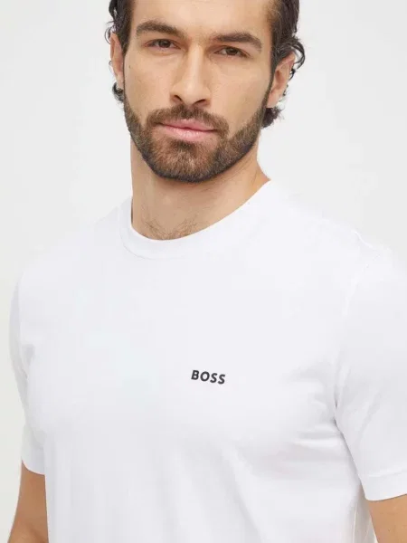 Boss Green tricou barbati cu imprimeu alb