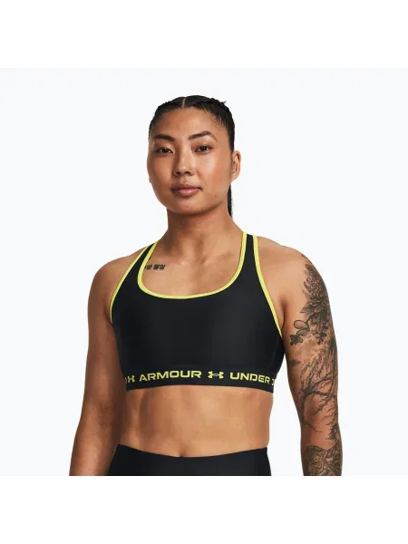 Olcsóbban. Under Armour Crossback Mid fekete/lime sárga fitness melltartó. Méret: L fekete