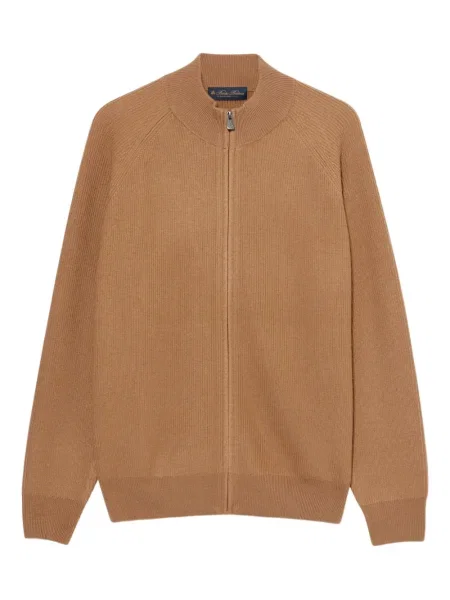 Vlněný kardigan Brooks Brothers hnědý