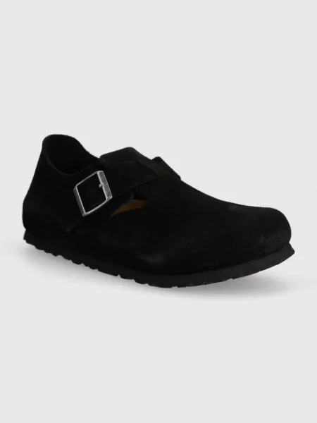 Semišové tenisky Birkenstock na plochém podpatku černé