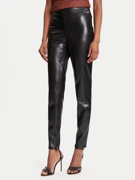 Guess Pantaloni din imitație de piele New Prescilla Petite negru