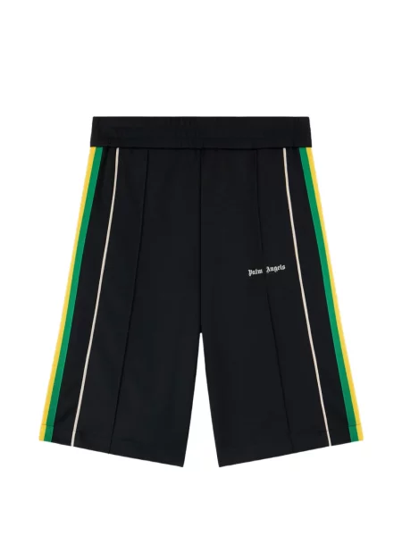 Pantaloni scurți Palm Angels cu dungi cu autograf negru