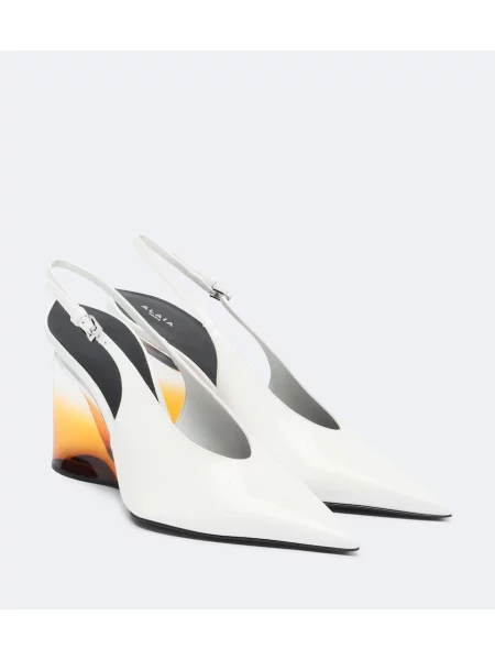 Pantofi cu toc Alaïa din piele cu pană alb