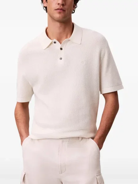 Kötött rövid pólóing Calvin Klein fehér