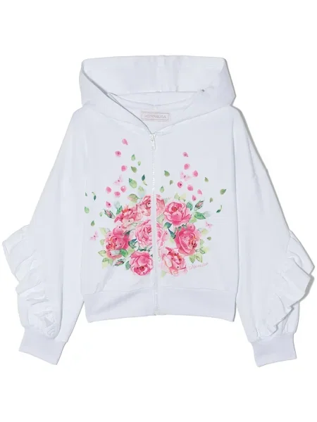 Bluza z kapturem dziecięca Monnalisa biała