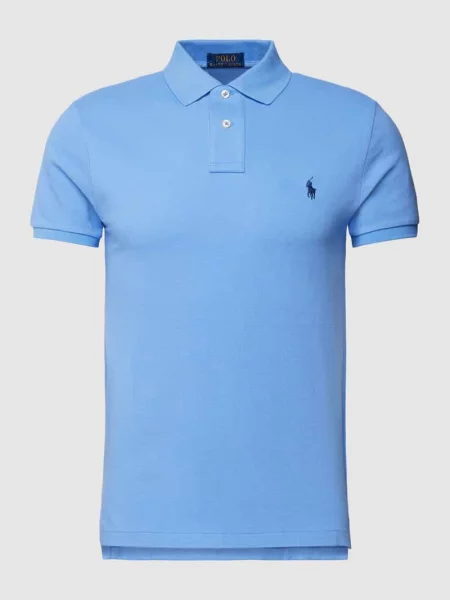 Lniana koszulka polo Polo Ralph Lauren niebieska