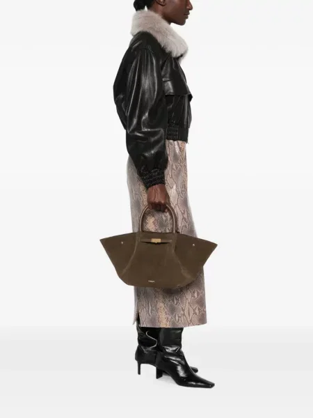 Τσάντα shopper Demellier σουέτ καφέ
