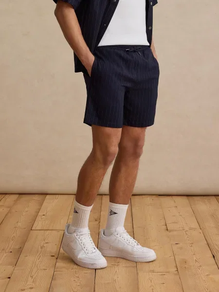 DAN FOX APPAREL Pantaloni Ian albastru marin alb