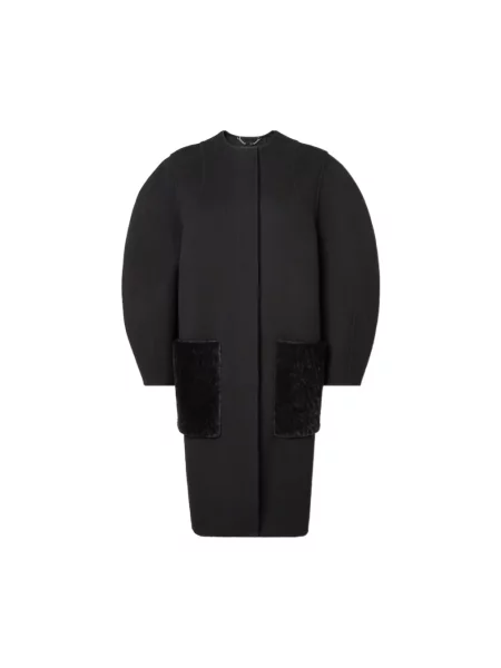 Płaszcz Fendi wełniany do kolan czarny