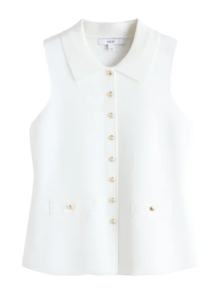 Next Vestă tricotată auriu alb