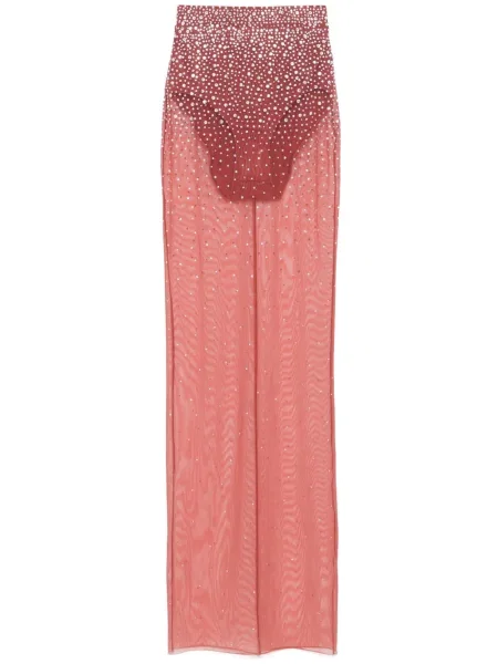 Maksi spódnica maxi Alex Perry z siateczką z kryształkami brązowa
