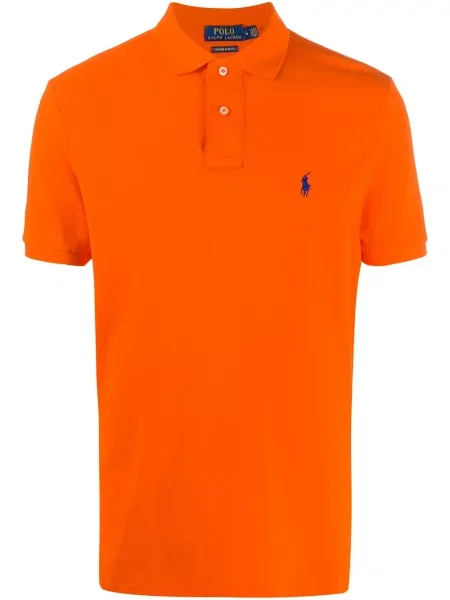 Tricou polo Polo Ralph Lauren cu autograf plasă portocaliu
