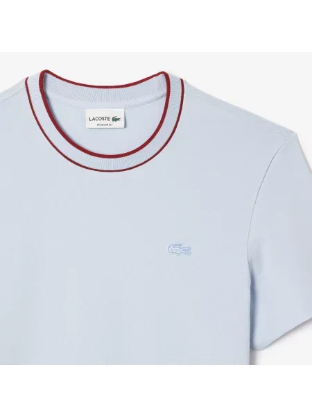 Lacoste T-Shirt Ze Stretchem Piqué I Kołnierzykiem W Paski niebieska
