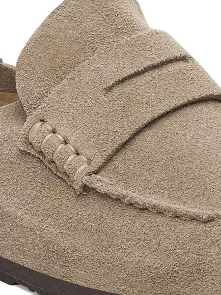 Замшевые шлепанцы Birkenstock бежевые