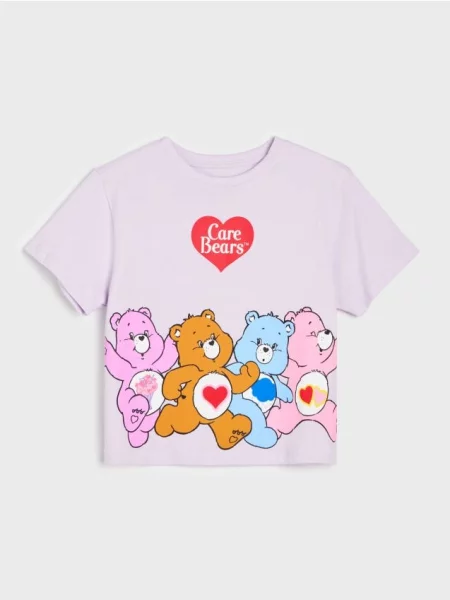 Sinsay tričko boxy střihu s potiskem Care Bears levandulová