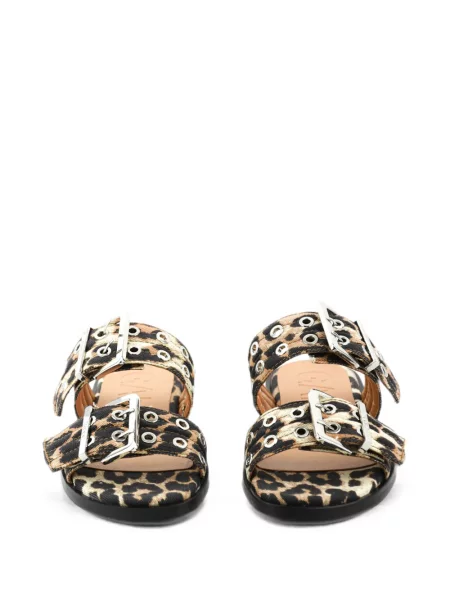 Sandale Ganni cu imagine cu model leopard cu cataramă