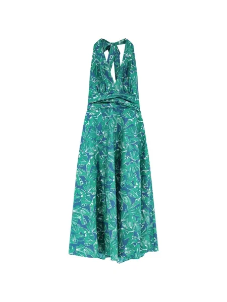 Rochie Max Mara cu imagine cu gât halter de costum verde