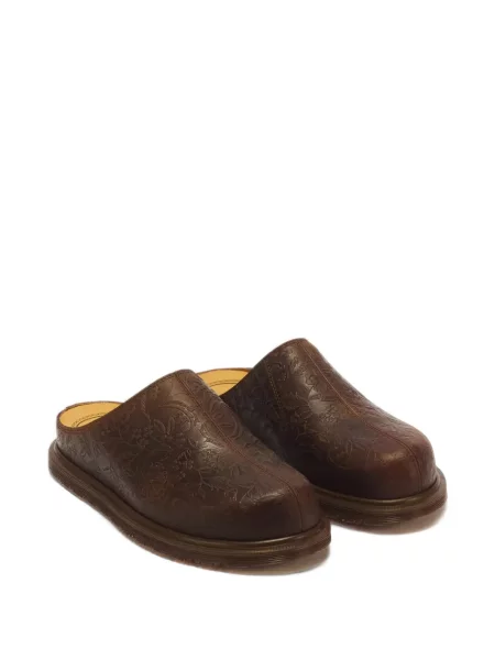 Papuci tip mules Dr. Martens din piele cu model floral maro