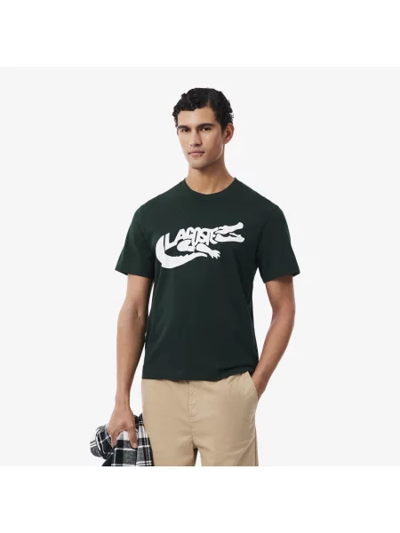 Lacoste Koszulka Z Długim Rękawem Ciemnozielona zielony