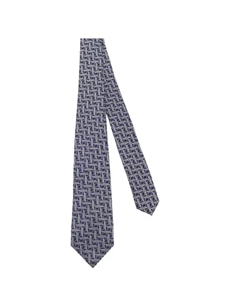 Cravată Kiton cu imprimeu geometric albastru