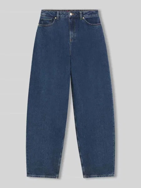 Jeansy o kroju barrel fit z czystej bawełny model Hugo granatowe