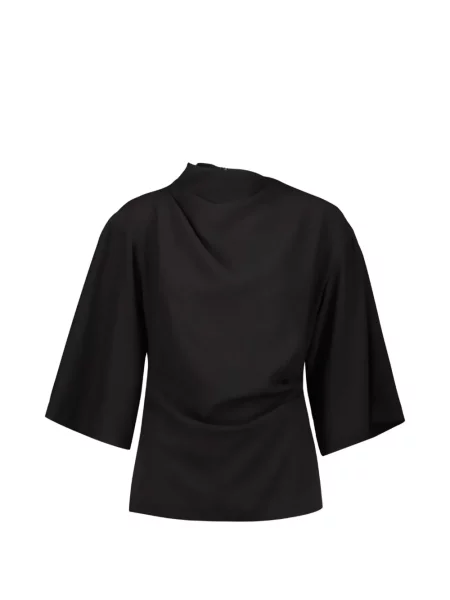 Top Drhope asimetric drapat negru