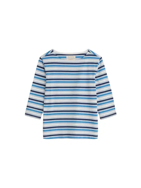 Seasalt Cornwall Tricou Sailor bleumarin / azur / albastru deschis alb