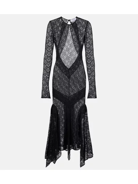 Rochie de cocktail The Attico cu model floral din dantelă de costum negru