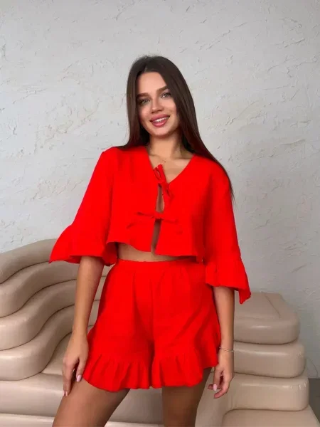 Муслиновая пижама Uaclothes красная