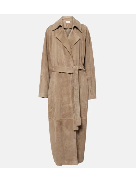 Palton The Row din piele de căprioară bej