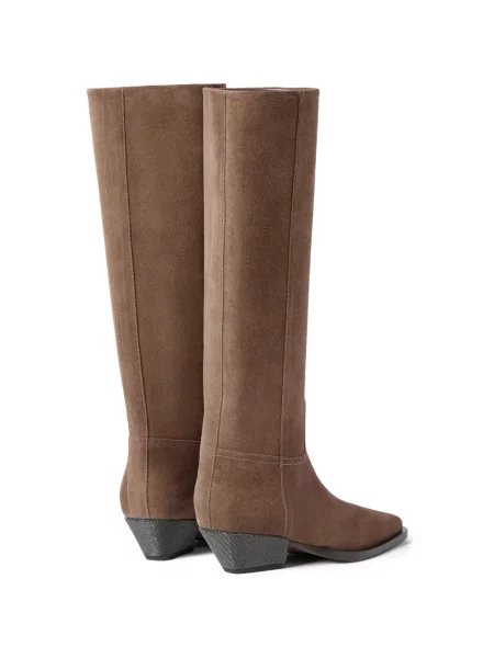 Botine Brunello Cucinelli din piele de căprioară maro
