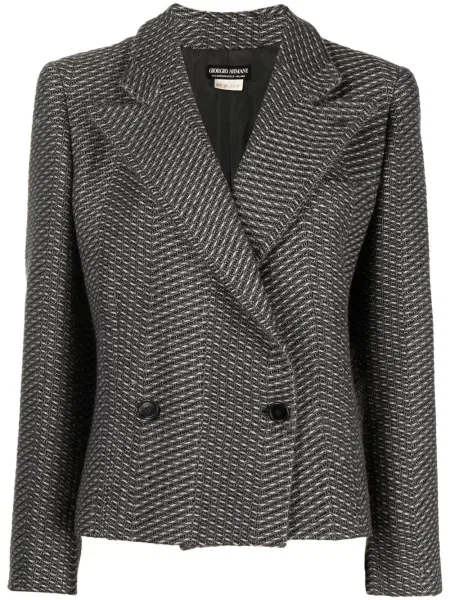 Dvouřadá bouclé bunda Giorgio Armani Pre-owned hnědá