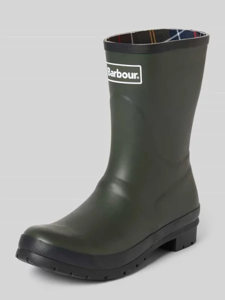 Kozaki z detalem z logo model Banbury Mid Welly' Barbour oliwkowe