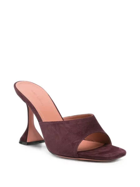 Papuci tip mules Amina Muaddi din piele de căprioară violet