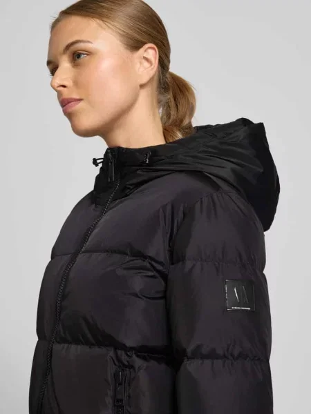 Długa ocieplana kurtka puchowa Armani Exchange z dwustronnym zamkiem błyskawicznym czarna