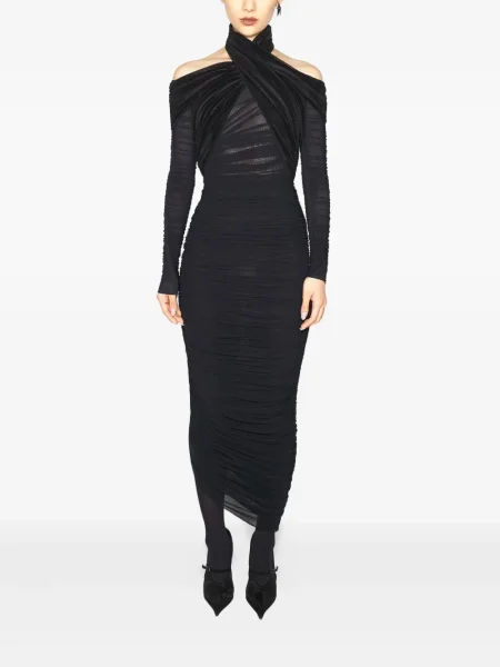Rochie midi Mugler drapată negru