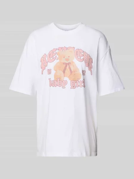 T-shirt o kroju oversized z nadrukiem z logo Review biała