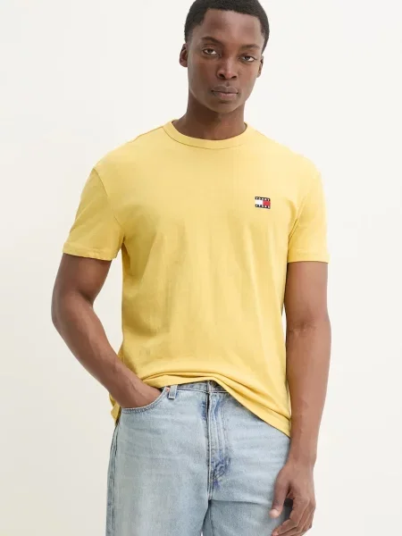 Тениска Tommy Jeans с изчистен дизайн жълто