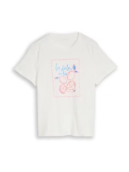 TOM TAILOR Tricou albastru / albastru aqua / portocaliu somon alb