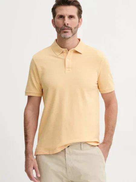 Тениска с яка United Colors of Benetton с меланжов десен бежово