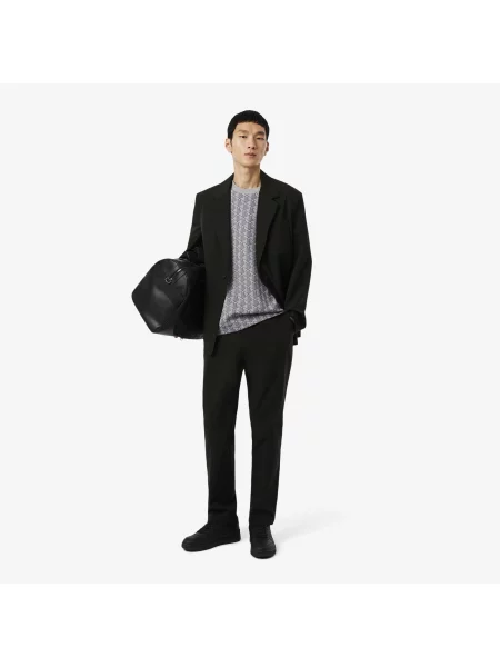 Lacoste Koszulka Żakardowa Z Monogramem szara