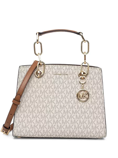 Kožené mini mini šaty Michael Michael Kors na ramínka bílé