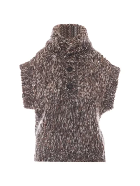 Vestă Brunello Cucinelli de mohair maro