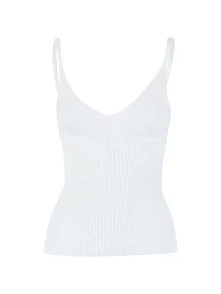 Top P.a.r.o.s.h. cu decolteu în V cu nervuri alb