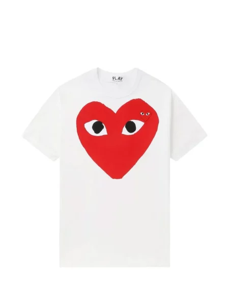 Tricou Comme Des Garçons cu imagine cu motiv cu inimi alb