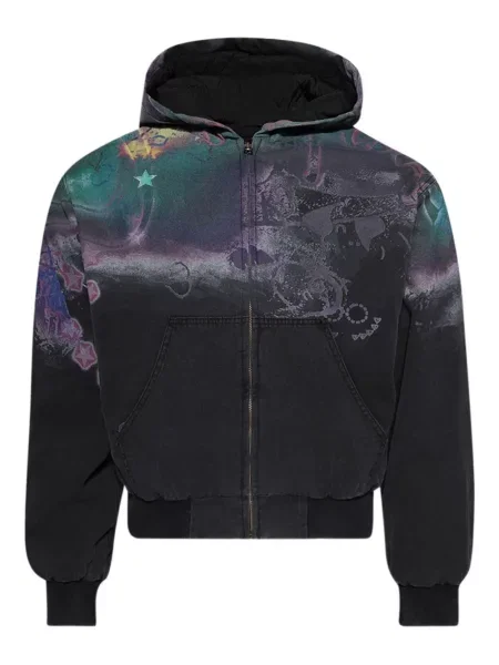 Hanorac cu glugă Praying cu imagine cu imprimeu abstract negru