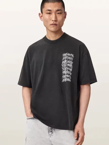 AllSaints tricou oversized pentru bărbați din REPEAT negru